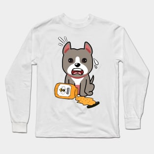 Cute grey dog spilled a jar of honey Long Sleeve T-Shirt